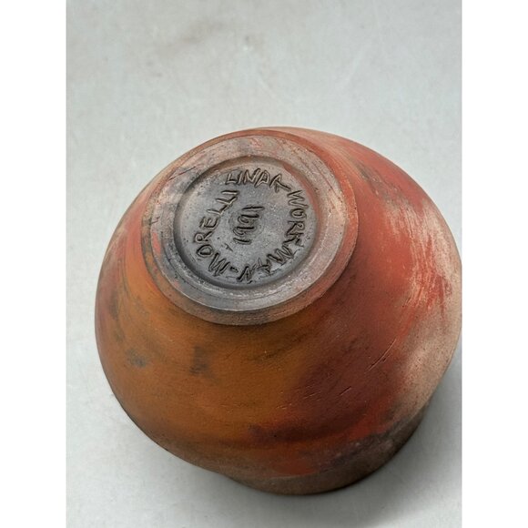 Vintage 1991 Morelli Workman Handmade Pottery Vase Red Brown 4"x4" Used READ - Picture 5 of 7